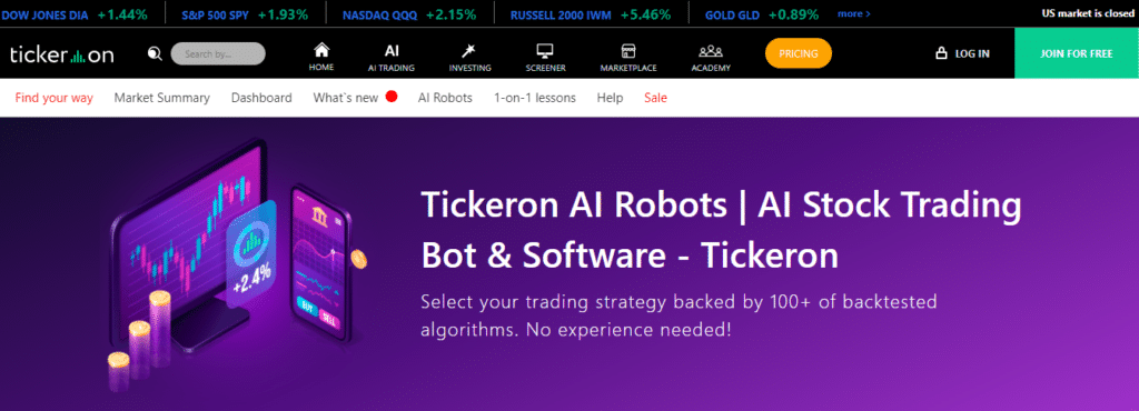 tickeron best ai investing bot
